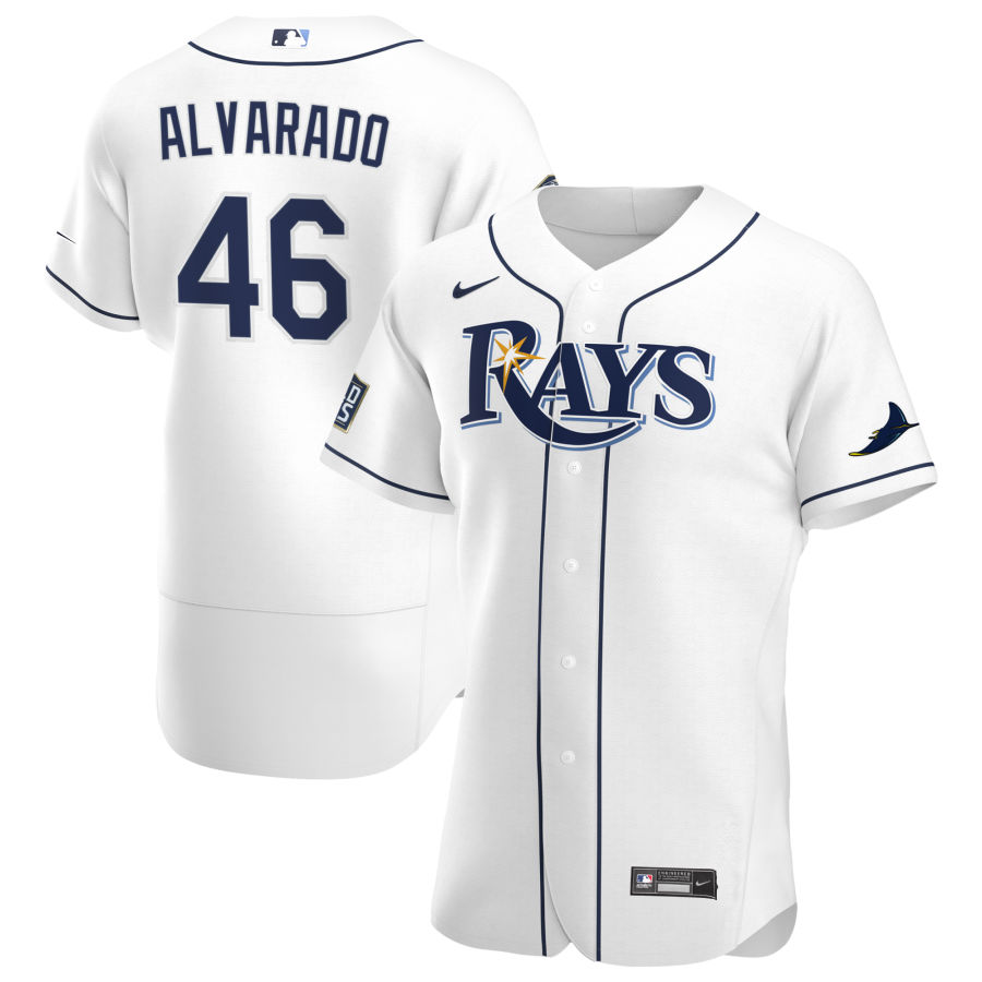 Tampa Bay Rays #46 Jose Alvarado Men Nike White Home 2020 World Series Bound Authentic Player MLB Jersey->tampa bay rays->MLB Jersey